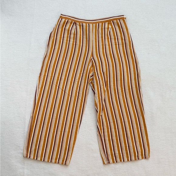 metrostyle Pants - Striped Wide Leg Linen Blend Cropped Pants Women’s Size 18